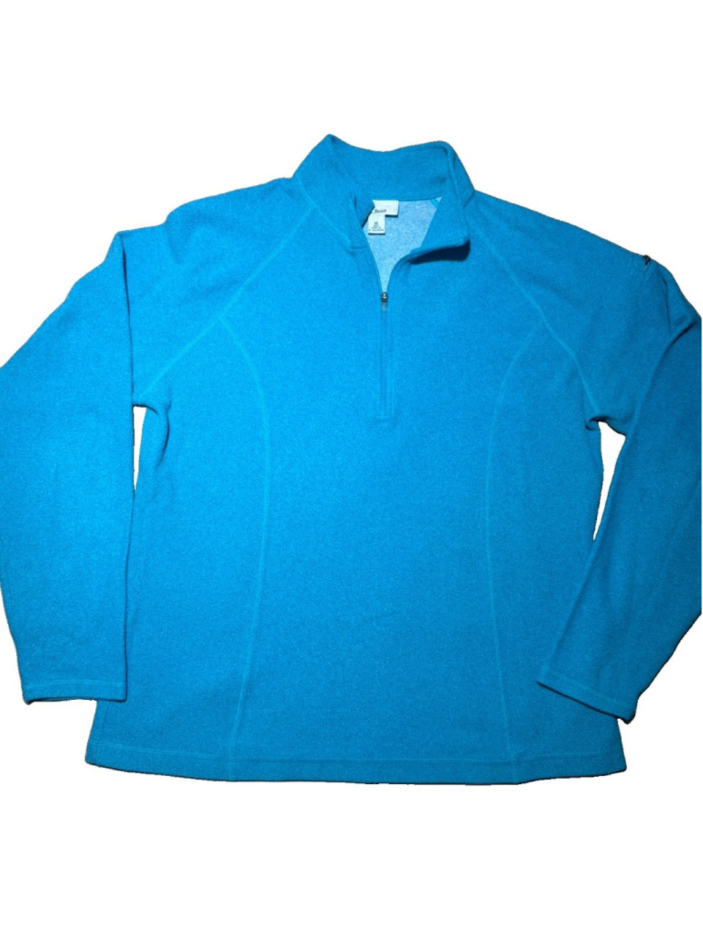 L.L.Bean Fleece Pullover Womens Medium Turquoise Quarter Zip Mock Neck Hiking